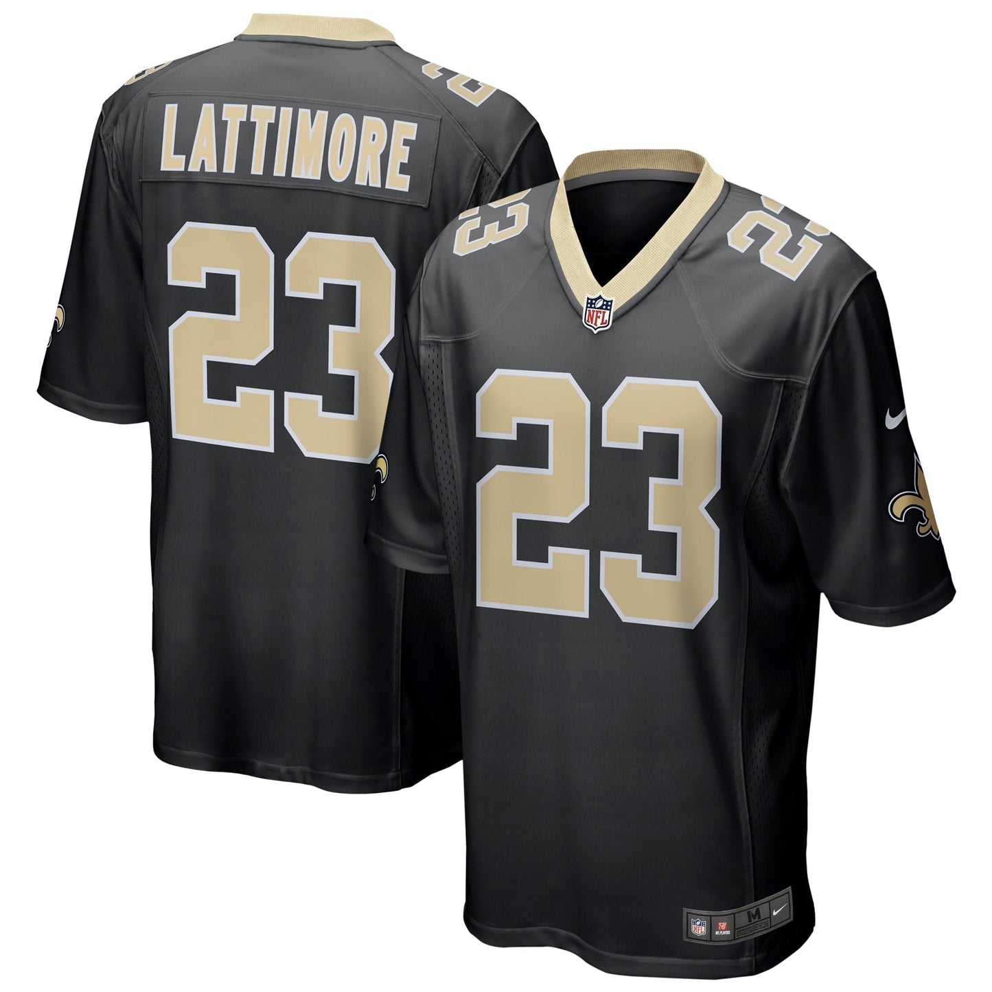 Men's Nike Marshon Lattimore Black New Orleans Saints Game Jersey