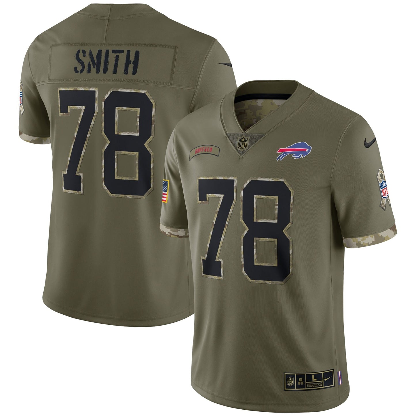 Men's Nike Bruce Smith Olive Buffalo Bills 2022 Salute To Service Retired Player Limited Jersey