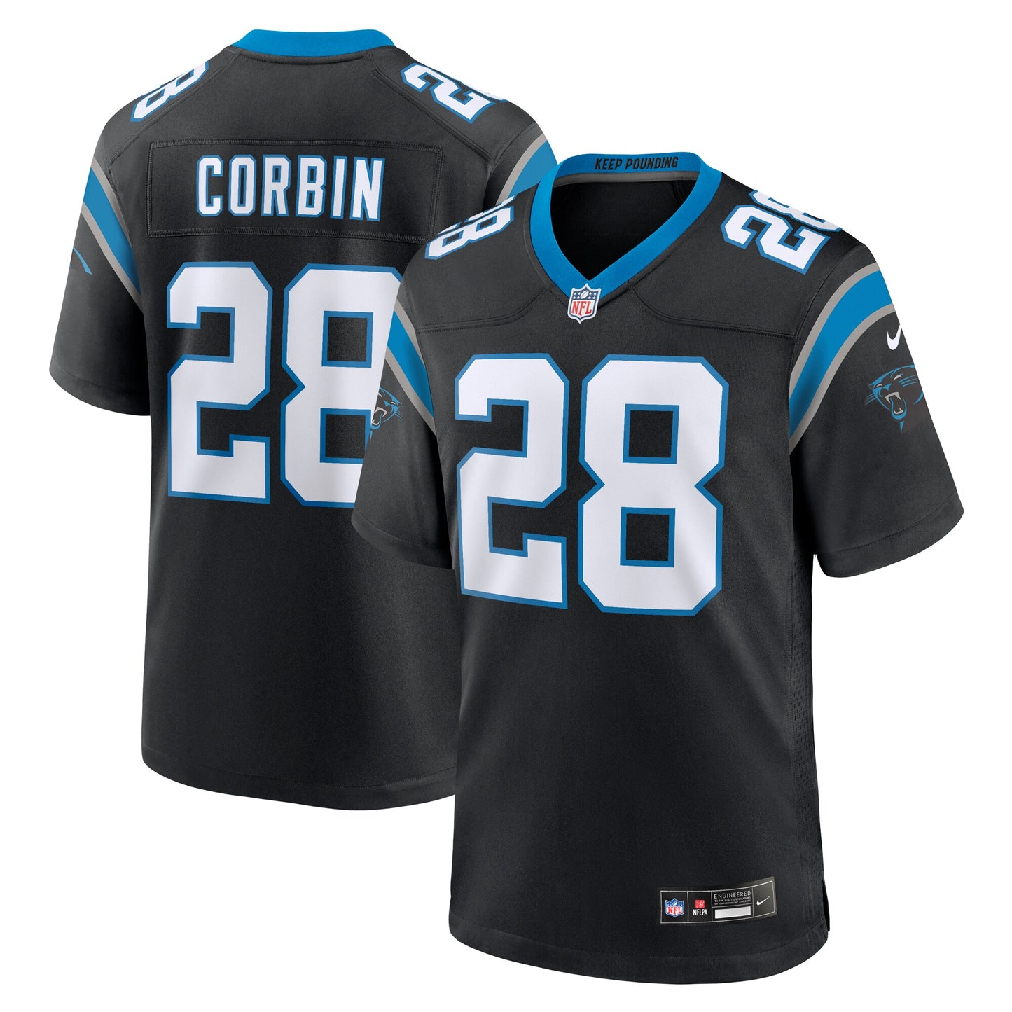 Jashaun Corbin Carolina Panthers Nike Team Game Jersey -  Black
